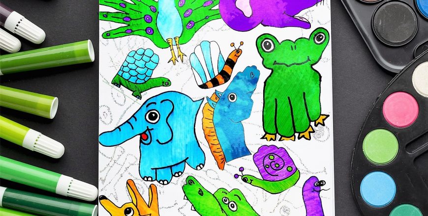 drawing-paper-animals-with-hand