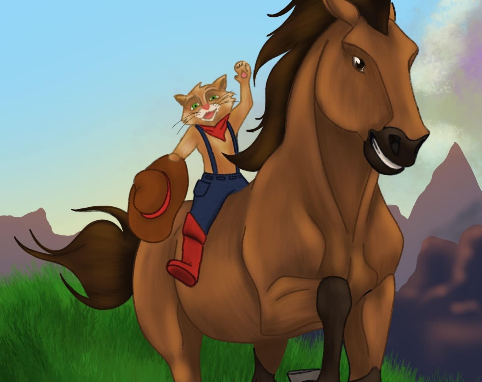 Digital illustration maker ( The Cat & Horse in the Mountain) Digital Art Academy