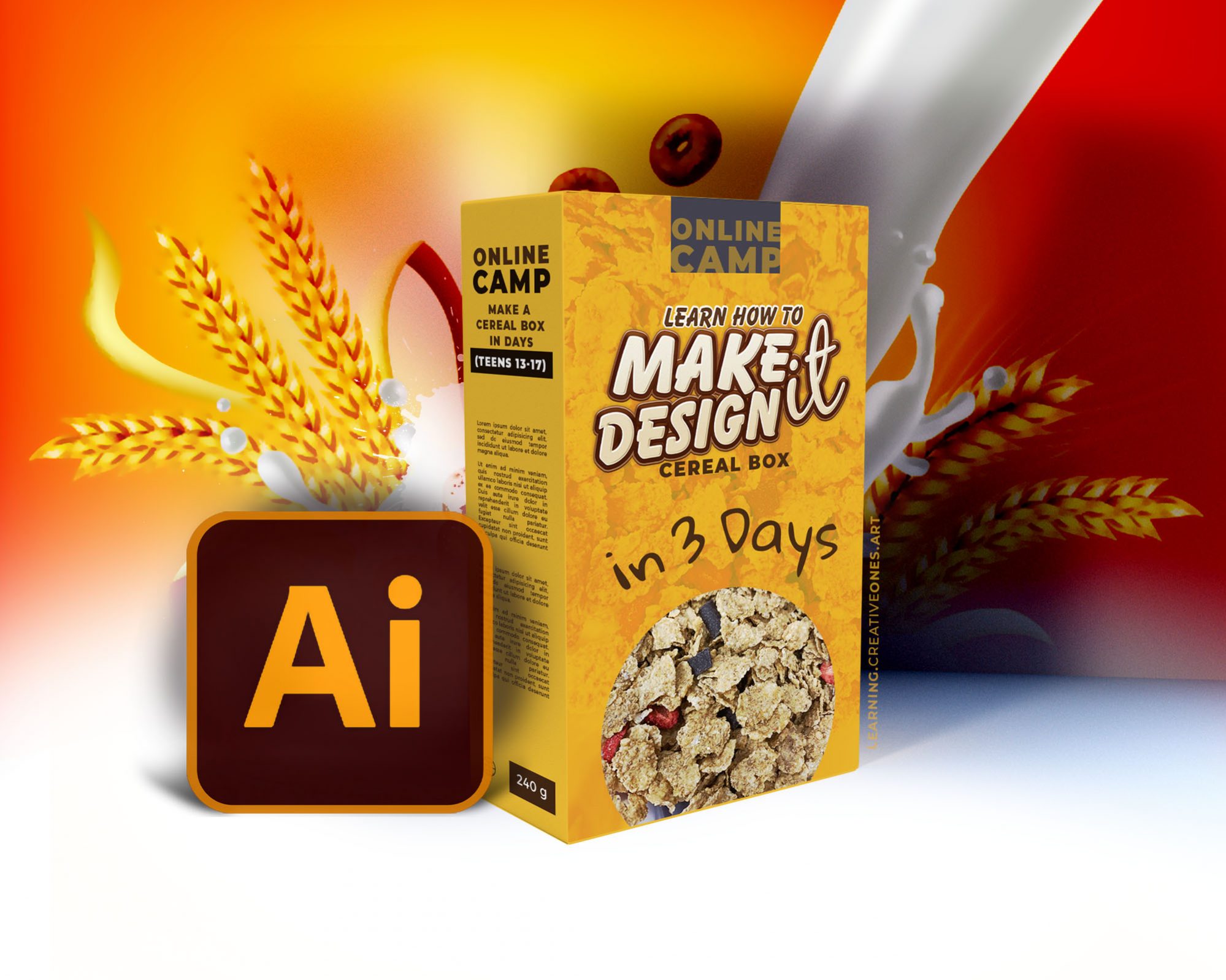 Winter Camp Make a Cereal Box using Adobe Illustrator Digital Art