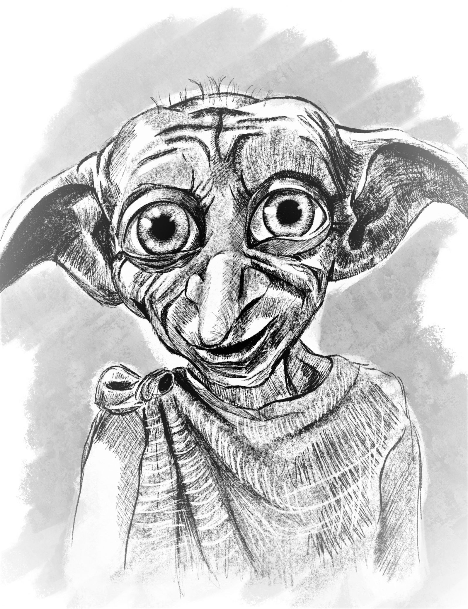 How to Draw a digital sketch of Dobby from Harry Potter