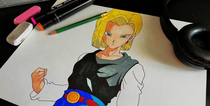 draw on paper android18 anime serie (1)